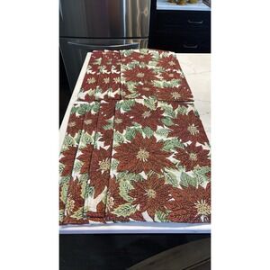 Set 8 Tapestry Poinsettia Placemats Red Green Gold Floral